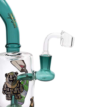 9-inch glass bong smoking device built in splashguard with a Grizzly Bong graffiti style design