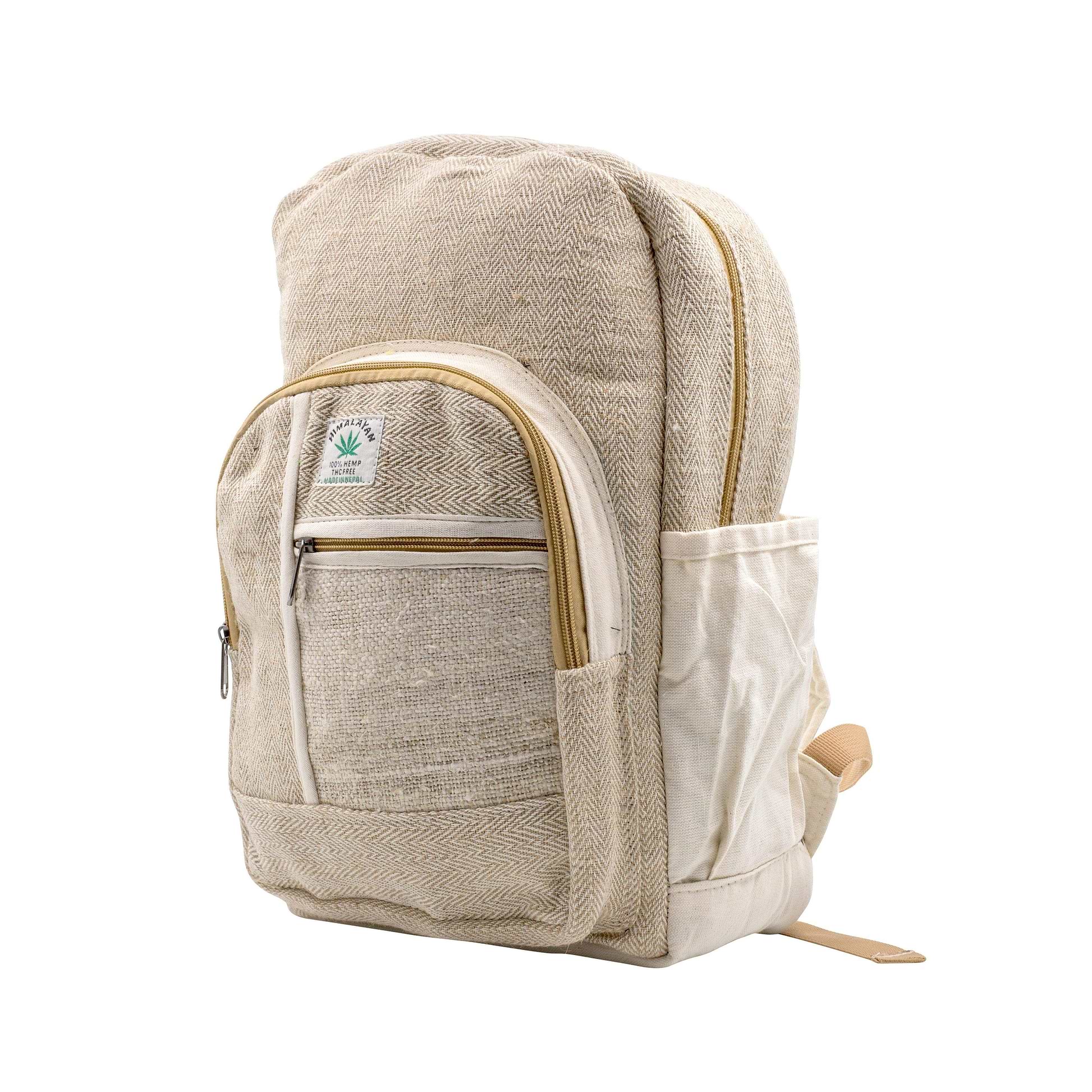 Functional hemp-inspired backpack fashion apparel spacious ethnic color and prins with weed leaf Hemp logo