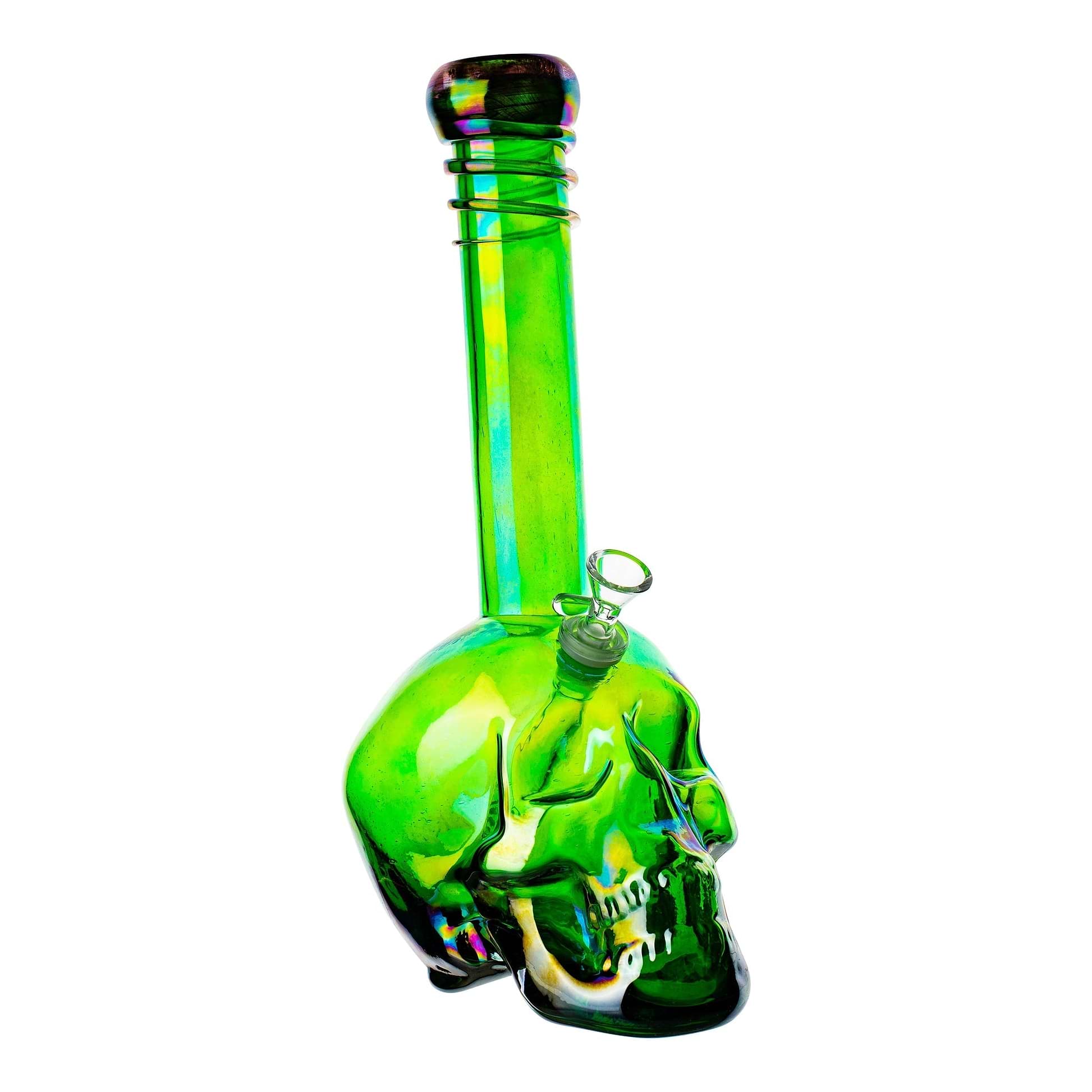 Hollow Skull Bong - 14in Green