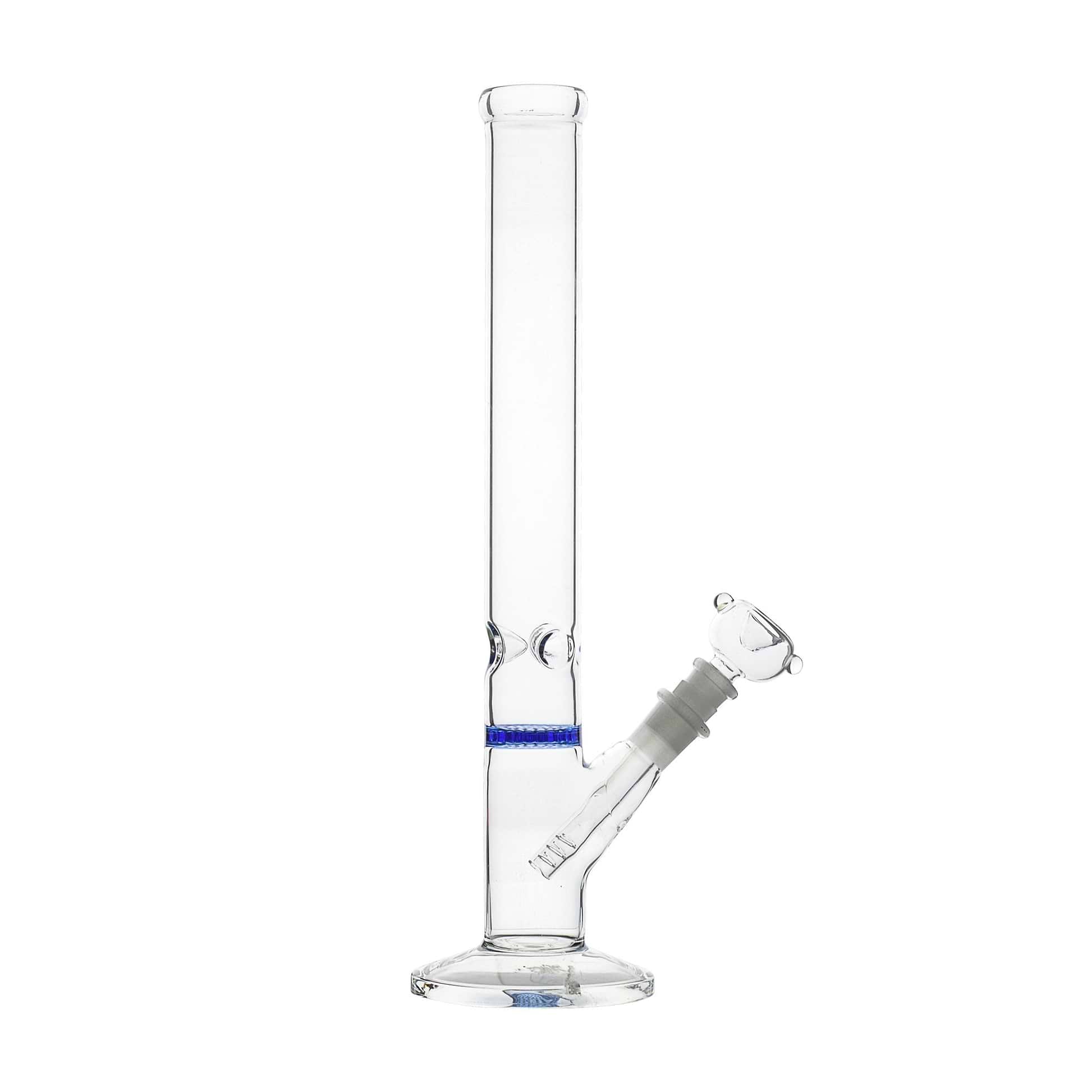 blue 14-inch straight shooter glass bong honeycomb perc smoking device sleek tube style