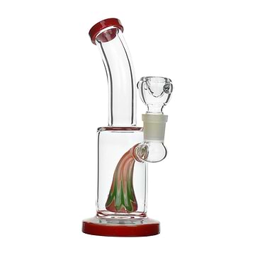 Red 6-inch mess-free clear glass bong with diffuser downstem psychedelic centerpiece hippy 60s design no splash sturdy