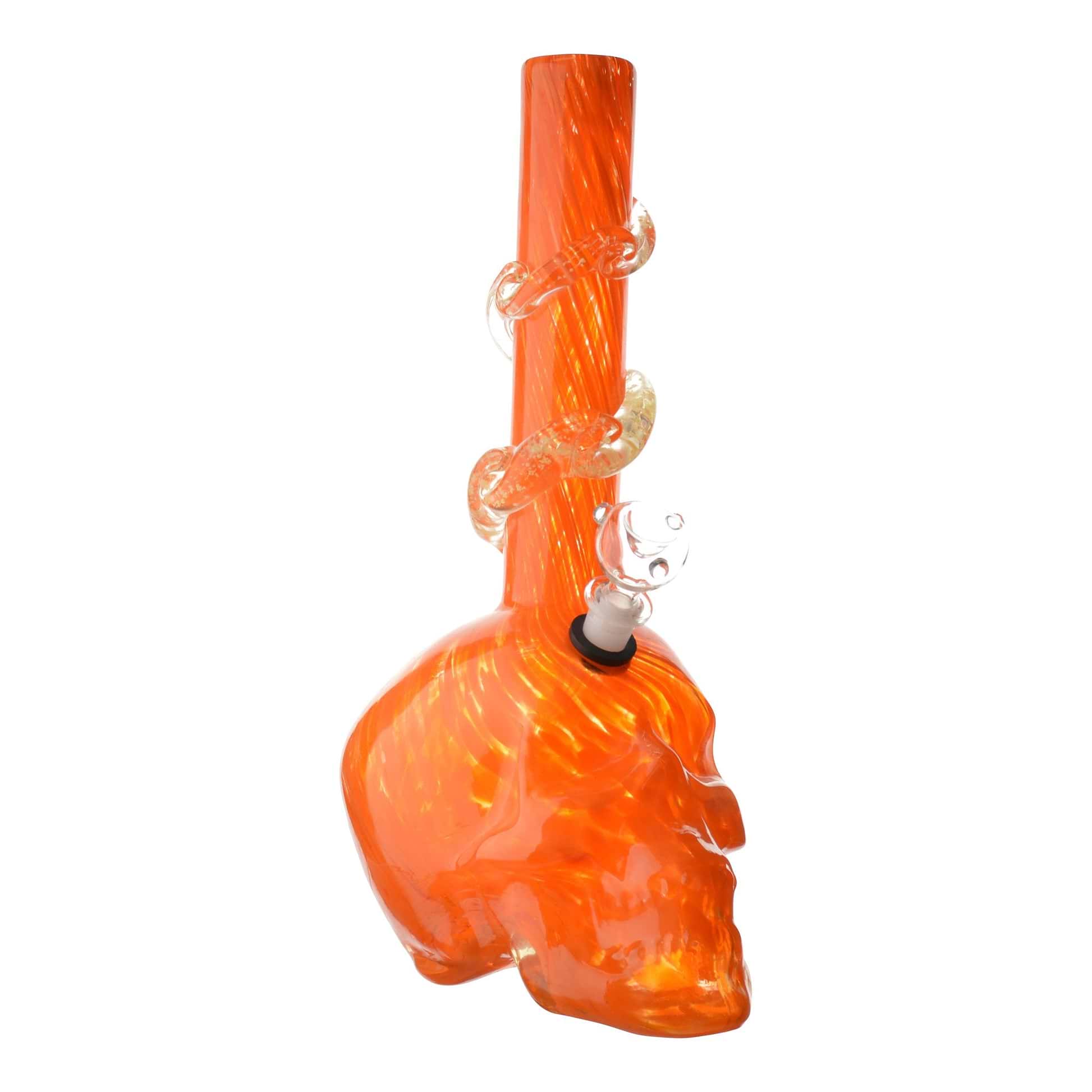 Large Dappled Skull Bong - 14in Orange