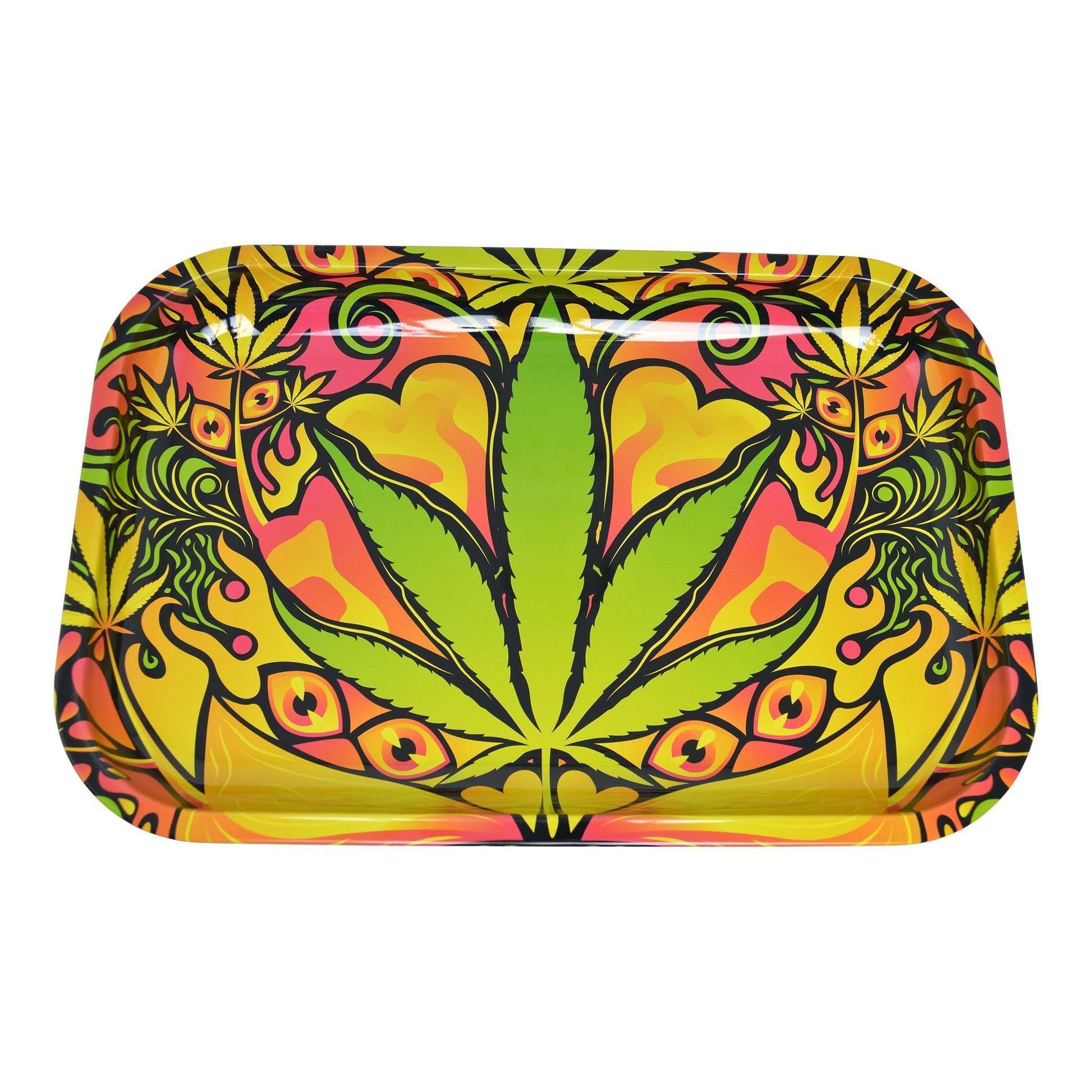 Large Metal Rolling Tray Fire Leaf - 7.5in
