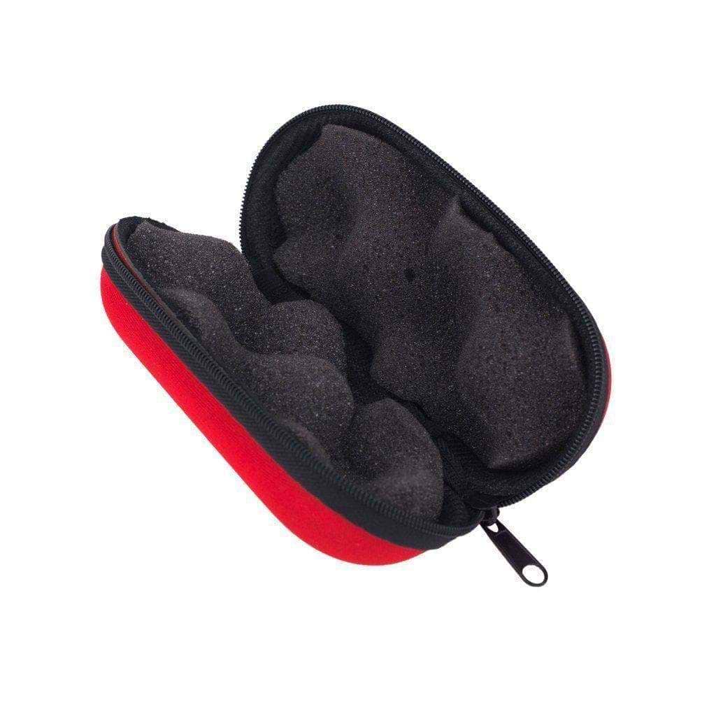 Red unzipped functional 6-inch x 2 1/2-inch red storage zip pouch for pipes and smoking devices with foam interior