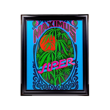 Cool wall art with a curly Super Dank design psychedelic drawing colors