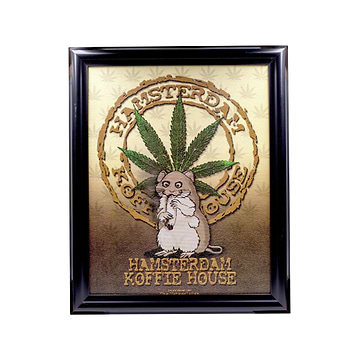 Cool wall art with a curly Hamsterdam with weed lead design psychedelic colors