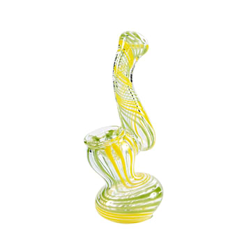 4-inch heat-safe mini glass classic bubbler bent neck Pineapple swirl colors twisting design genie-in-a-bottle shape