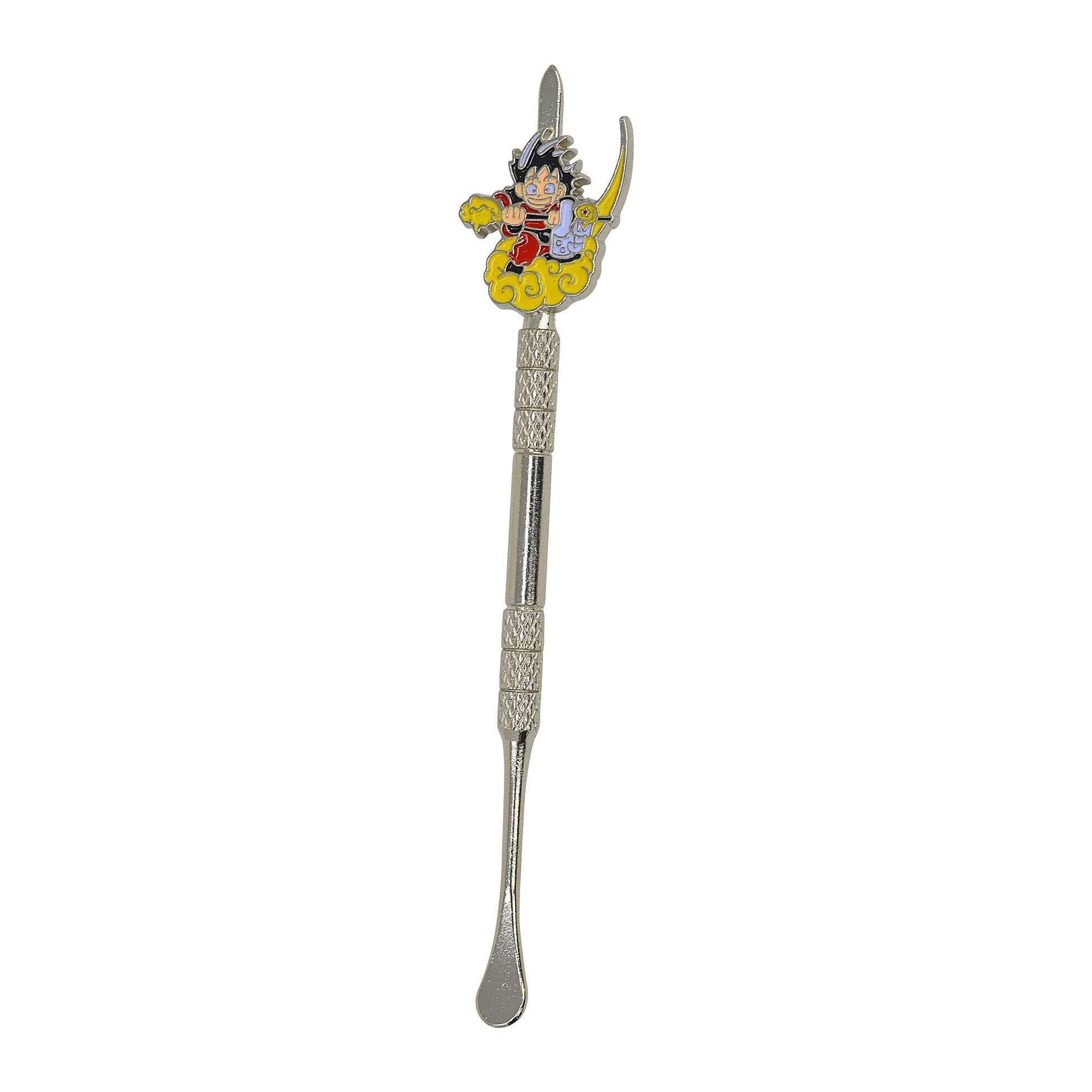 Long metal dab tool smoking accessory dabber textured middle part Dragon Ball Z Nimbus Goku's whole body design on handle
