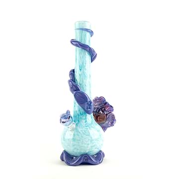 Noble Glass Spouted Flower Bong - 14in Light Blue