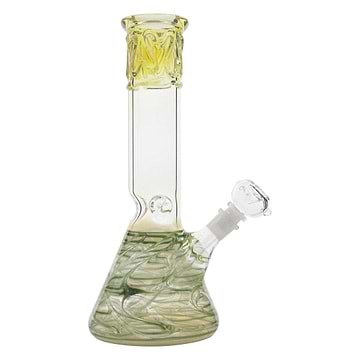 12-inch colored glass beaker bong smoking device with splashguards ice-catcher fun Green swirls designs