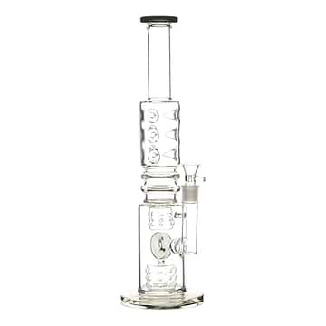 White 15-inch glass bong smoking device donut downstem colorful accents sleek and classic look sturdy base