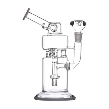 9-inch cylinder clear glass bong smoking device wide chambers sturdy base microscope look