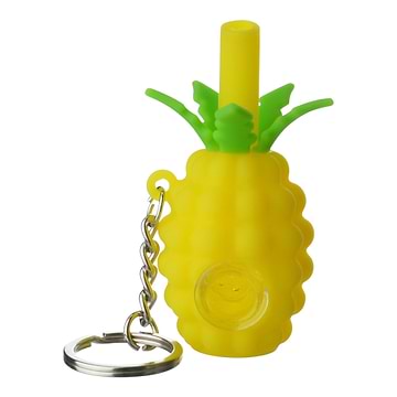 Pineapple Keychain Silicone Pipe - 3in Yellow