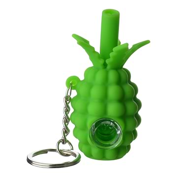 Pineapple Keychain Silicone Pipe - 3in Green