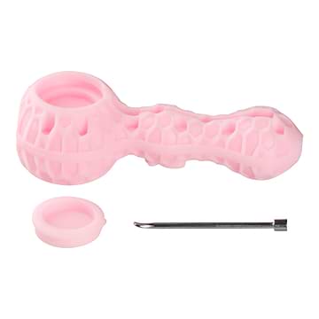 Pink 2-in-1 Silicone Hand Pipe - 4.5in