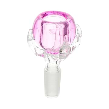 Chic 14mm rosy crystal glass bowl for bong smoking accessory with pink crystal clear claws as if holding a glass of of wine