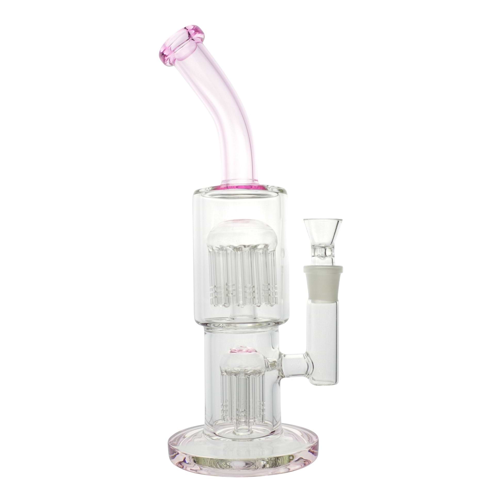 Pink Colored Double Barrel Bong - 12in Pink