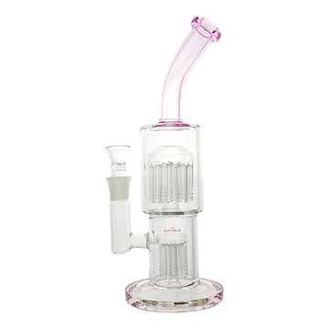 Pink Colored Double Barrel Bong - 12in