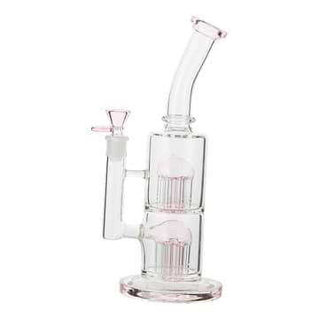 Pink Colored Double Barrel Bong - 12in