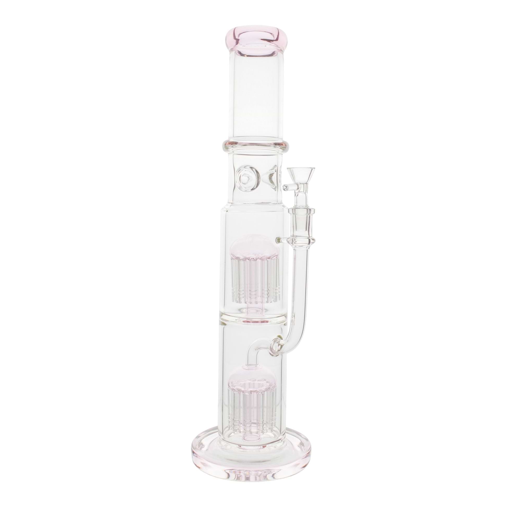 Pink Double Tree Perc Bong - 16in