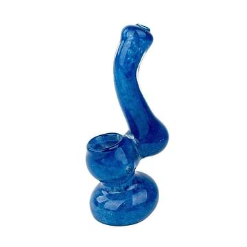 4-inch mini glass bubbler smoking device bent neck genie-in-a-bottle shape in opaque slightly marbled colors