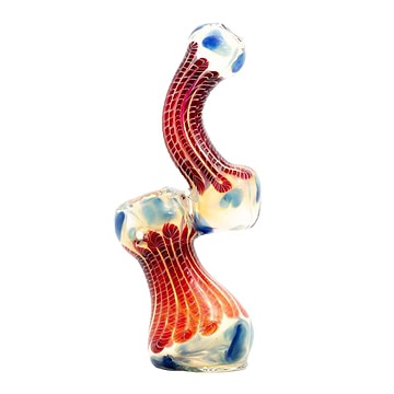 7-inch bubbler glass smoking device unique shape and Poseidon-inspired style swirling colors