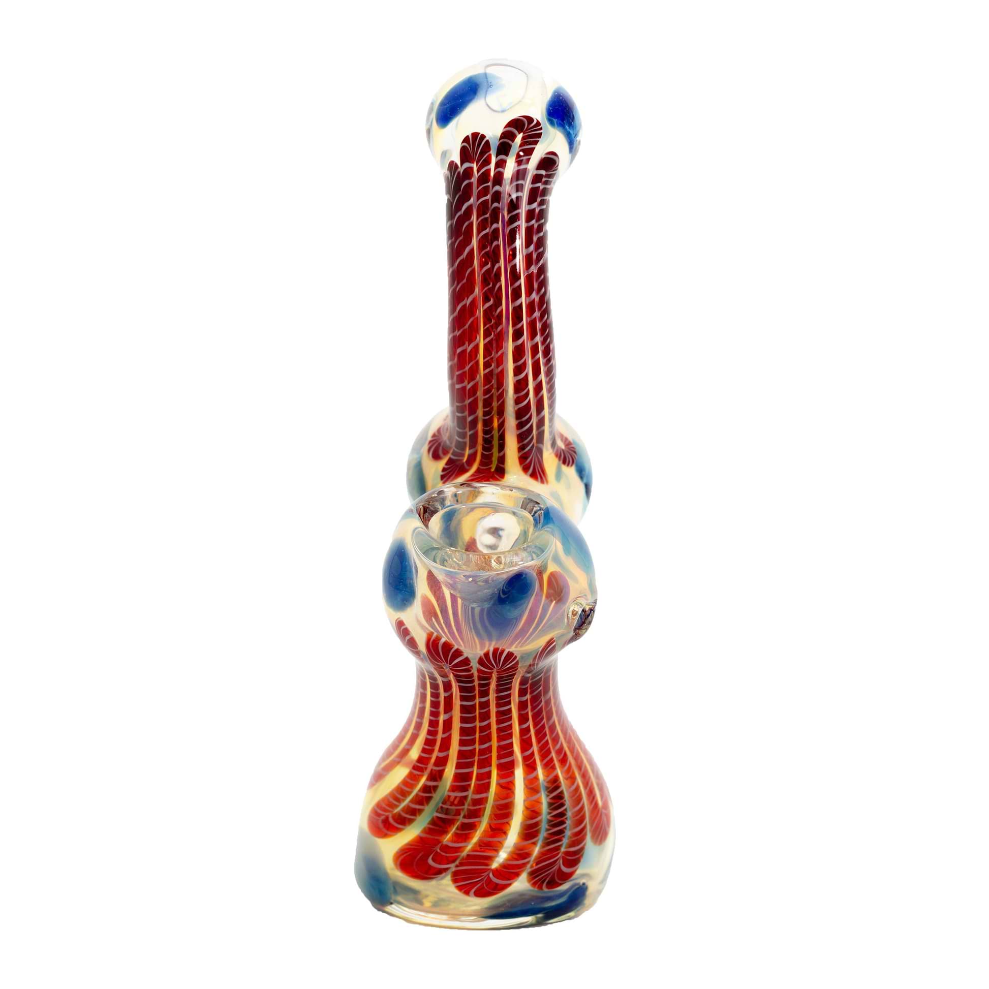 7-inch bubbler glass smoking device unique shape and Poseidon-inspired style swirling colors