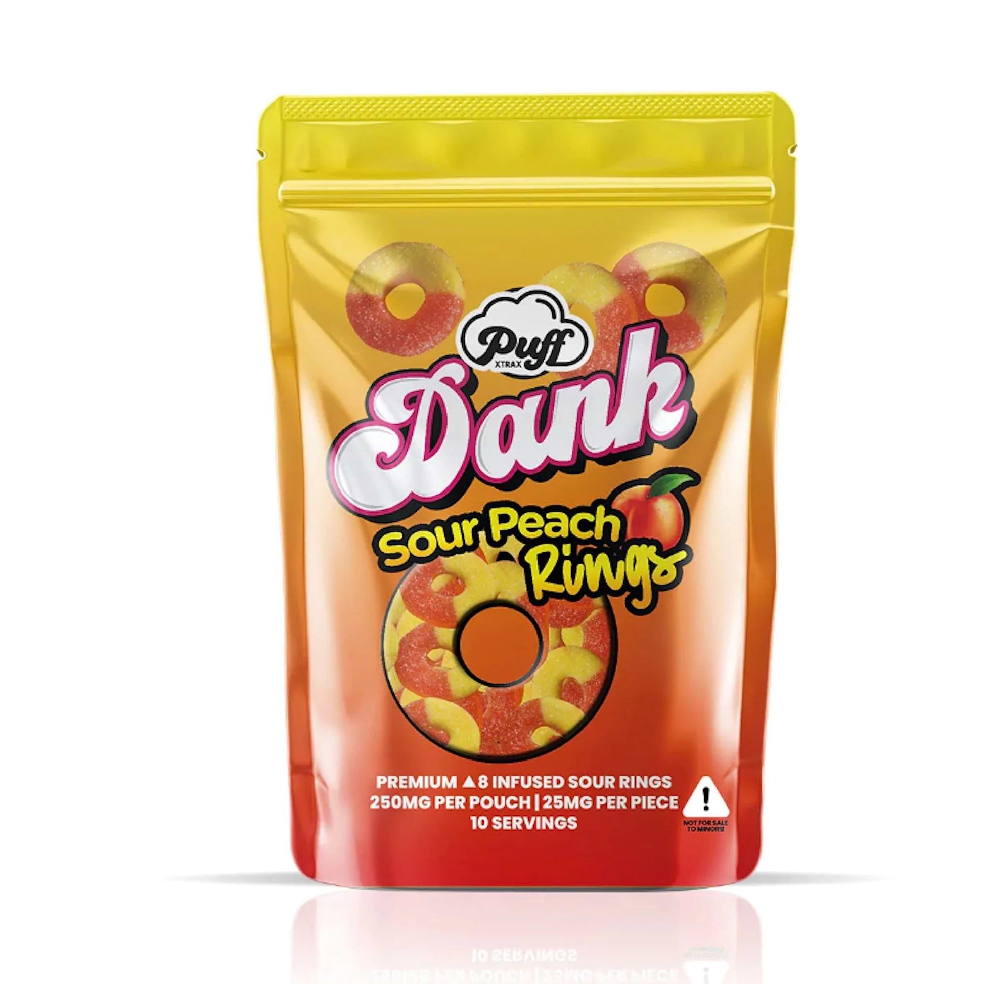 Puff Delta 8 Dank Gummies - 250mg Sour Peach Rings