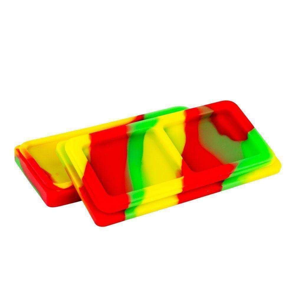 Rectangular colorful silicone non-stick cellphone mobile phone style wax container storage accessory funky rasta design