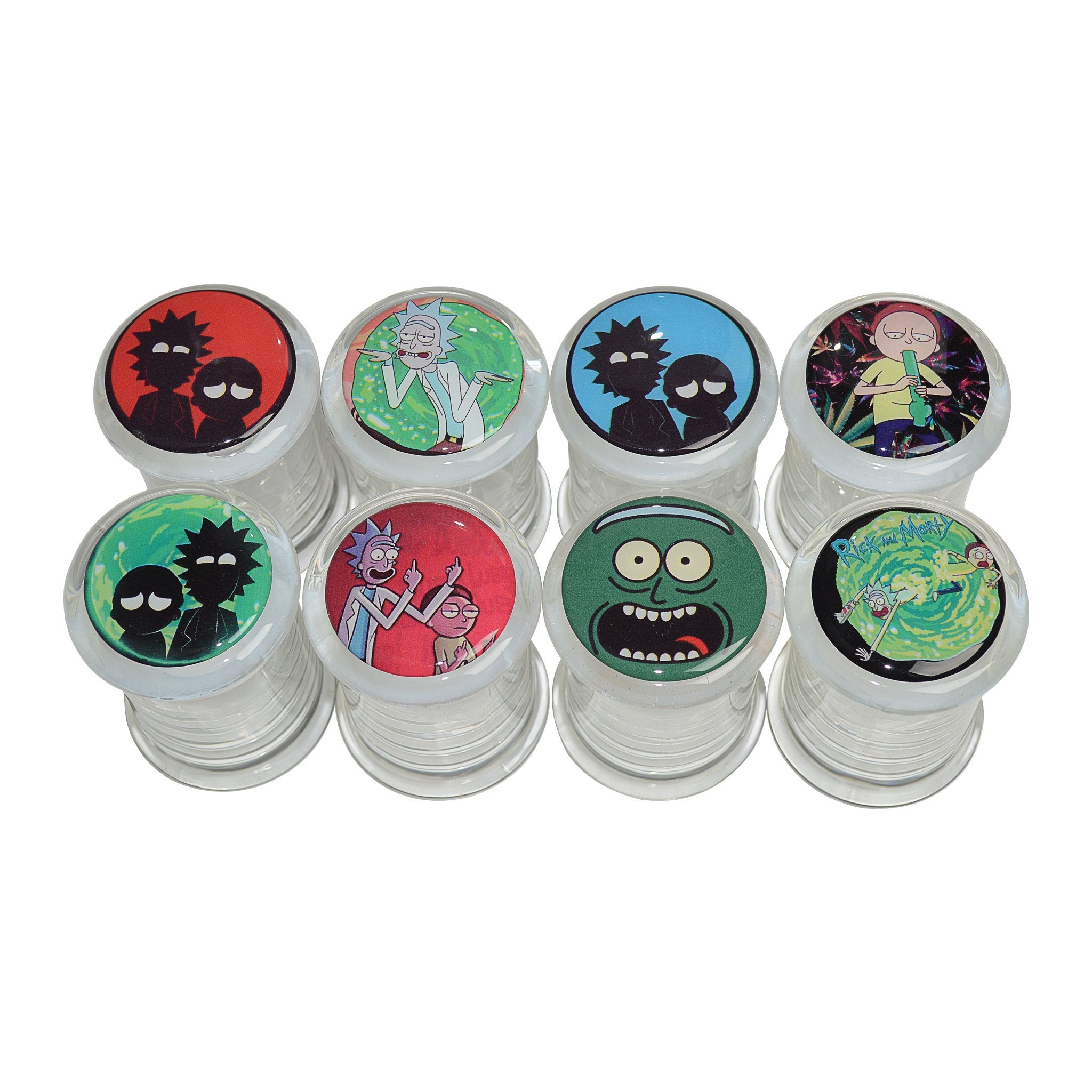 Functional clear glass stash jar storage container fun exciting secure lids with Rick and Morty sticker