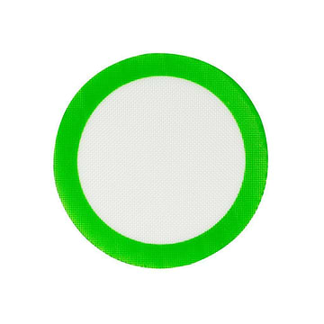 6-inch small round silicone dab mat smoking accessory with silicone surface to keep dab rig stable and green border design