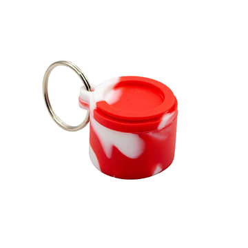 Round Silicone Keychain Wax Container Red and White