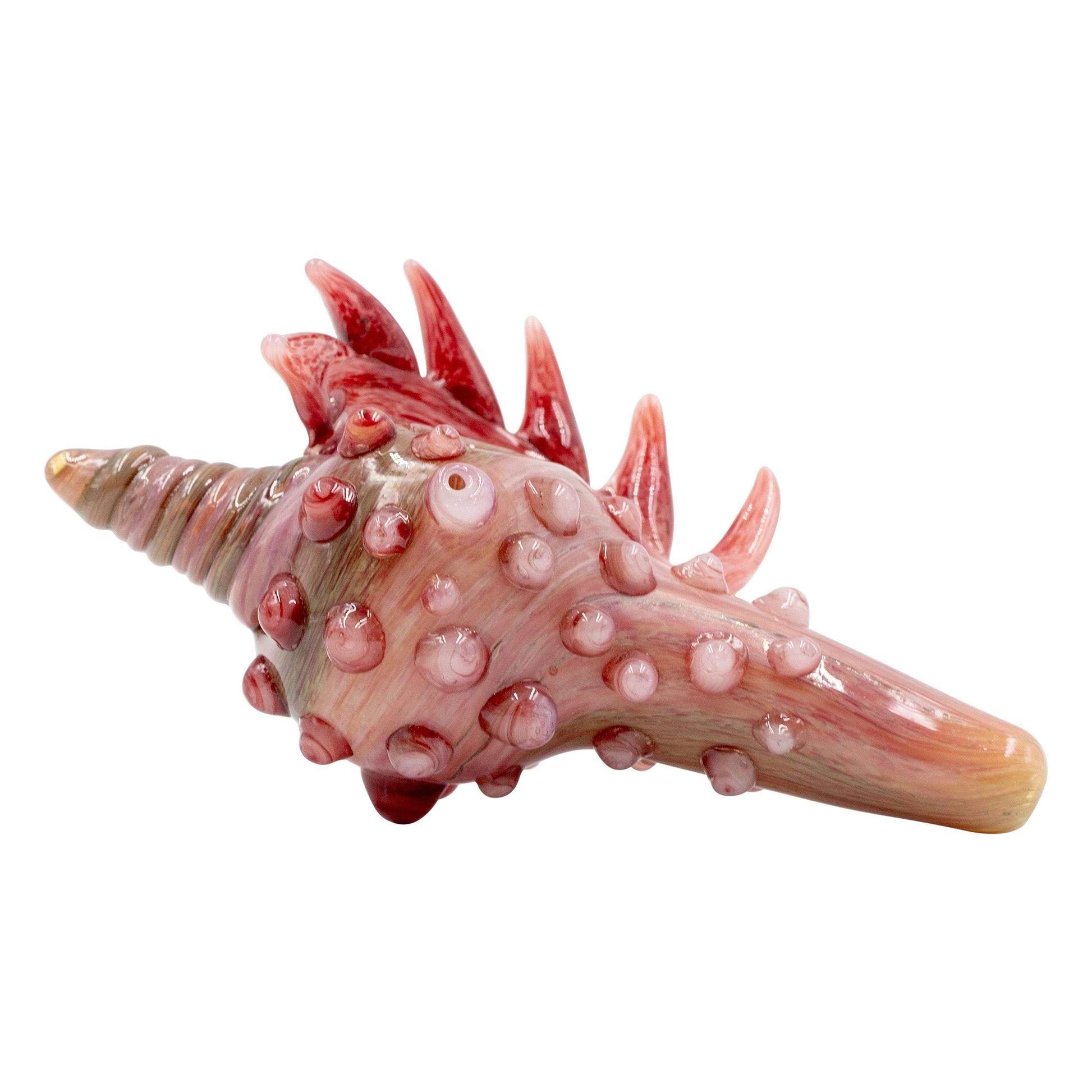 6-inch intricately-designed glass pipe smoking device seashell with dragon spikes design