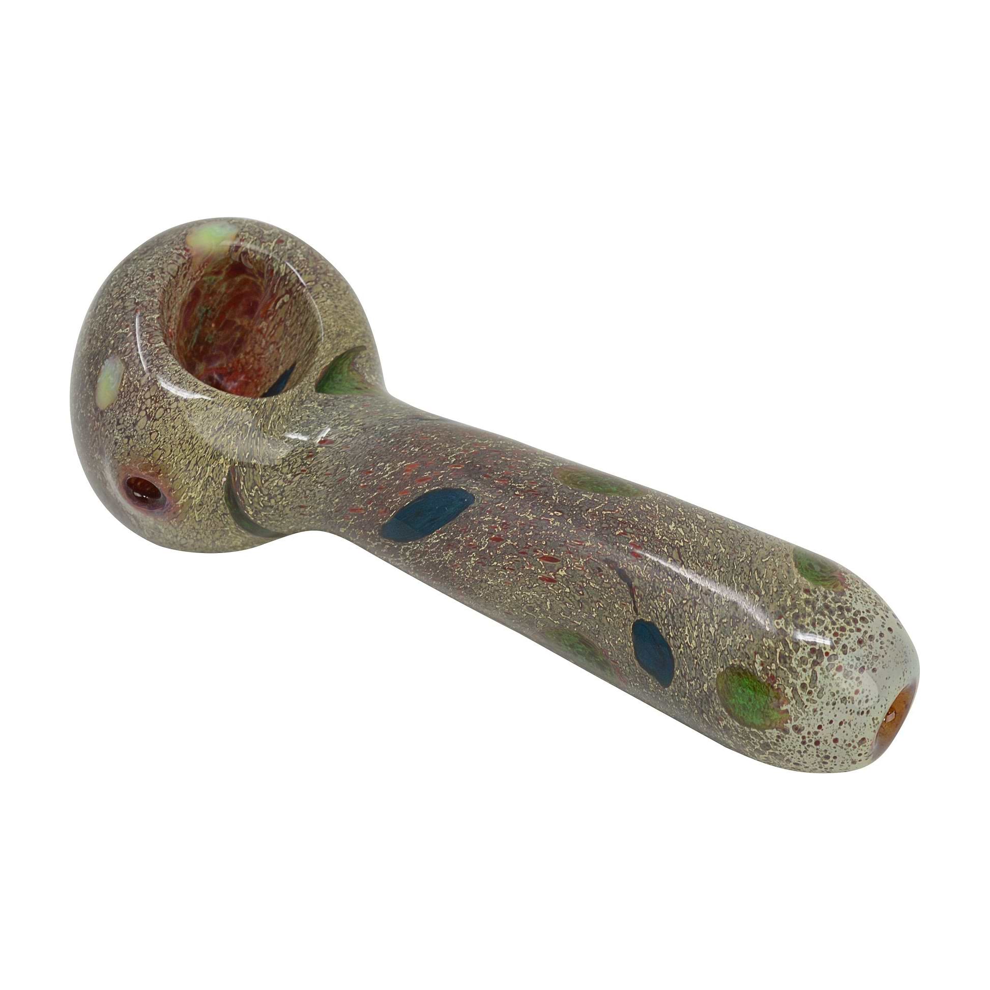 5-inch compact glass bubbler smoking device aquatic undersea plant fish granite-like design in an easy-to-hold spoon shape