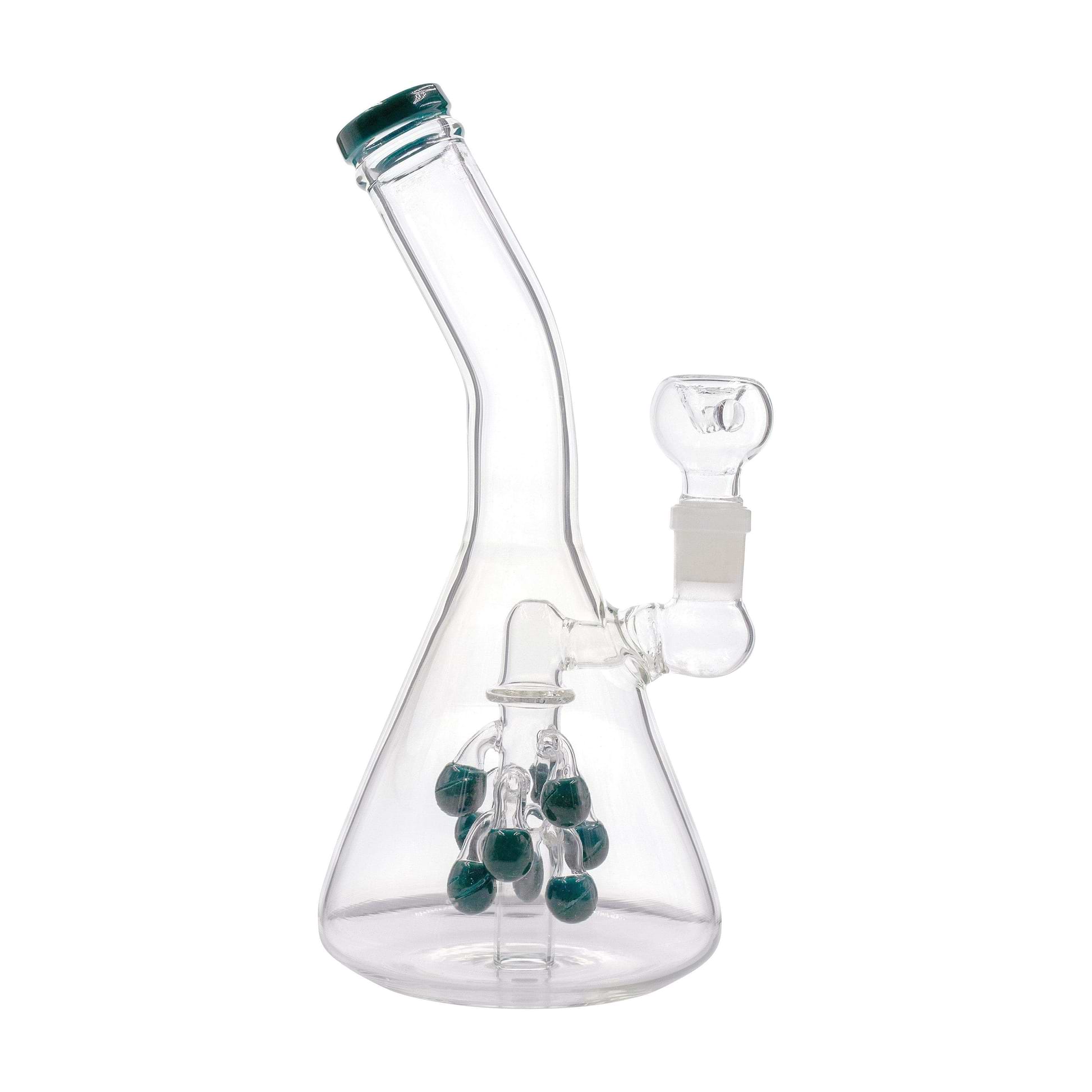 10-inch glass bong smoking device bent neck with 8 bulbs seeded percolator with splashguard bent neck