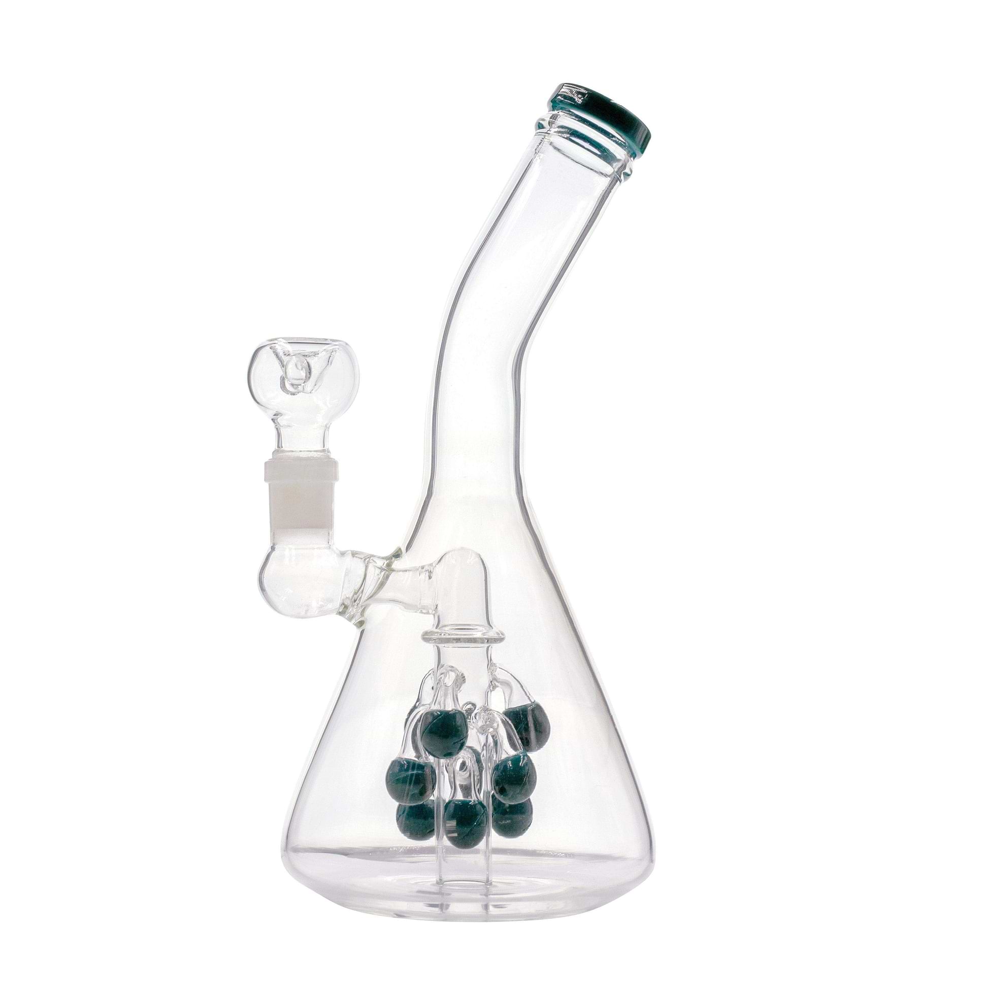 10-inch glass bong smoking device bent neck with 8 bulbs seeded percolator with splashguard bent neck