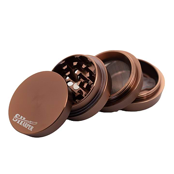 Copper 50-mm metal 4-piece grinder smoking accessory in metallic color sleek and edgy design
