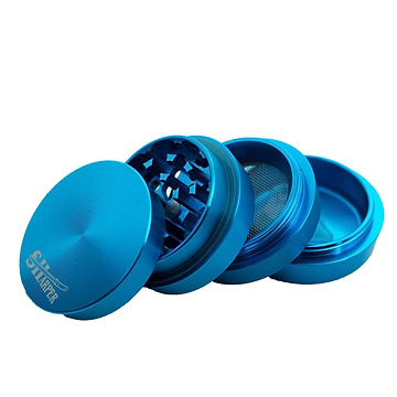 Blue 50-mm metal 4-piece grinder smoking accessory in metallic color sleek and edgy design