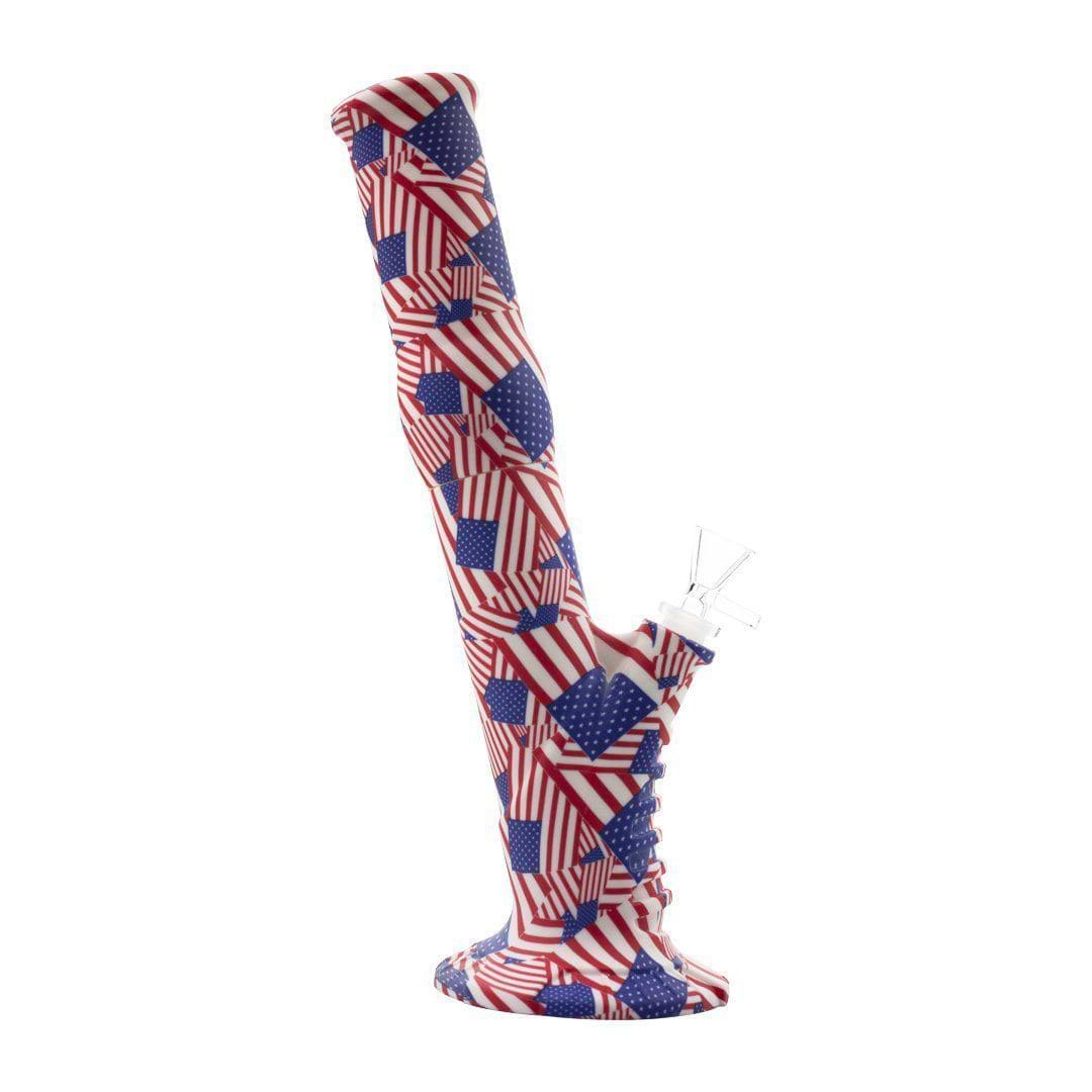 13-inch silicone bong smoking device sleek straight tube slanted look with USA design wide base