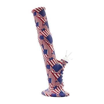 13-inch silicone bong smoking device sleek straight tube slanted look with USA design wide base