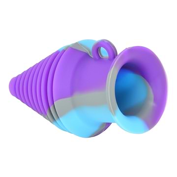 Colorful silicone bong mouthpiece smoking accessory in a cone, Christmas tree shape vibrant combination of colors