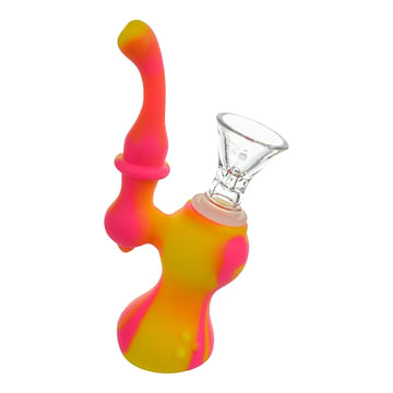 Silicone Bubbler - 5in Pink / Yellow