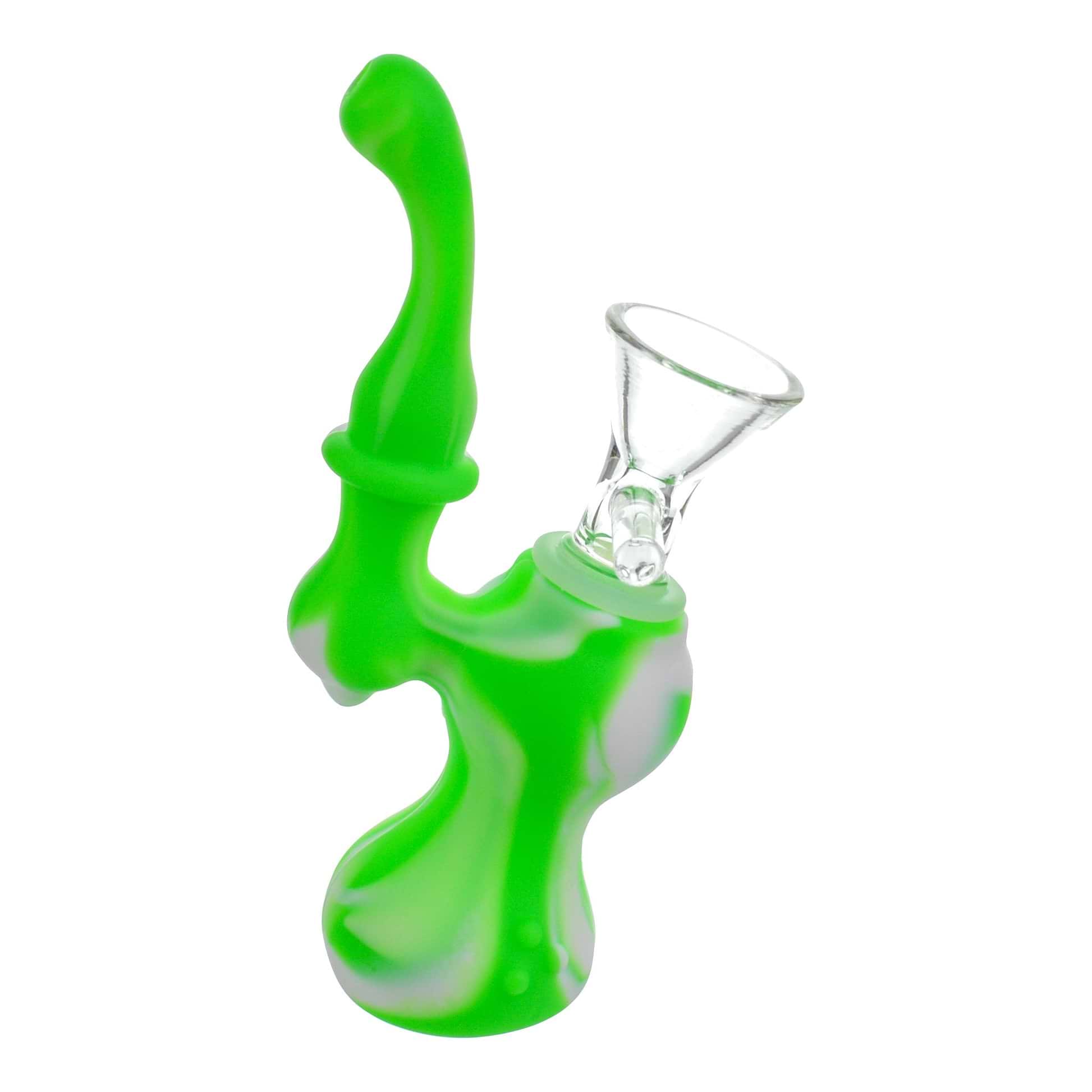 Silicone Bubbler - 5in Green / White