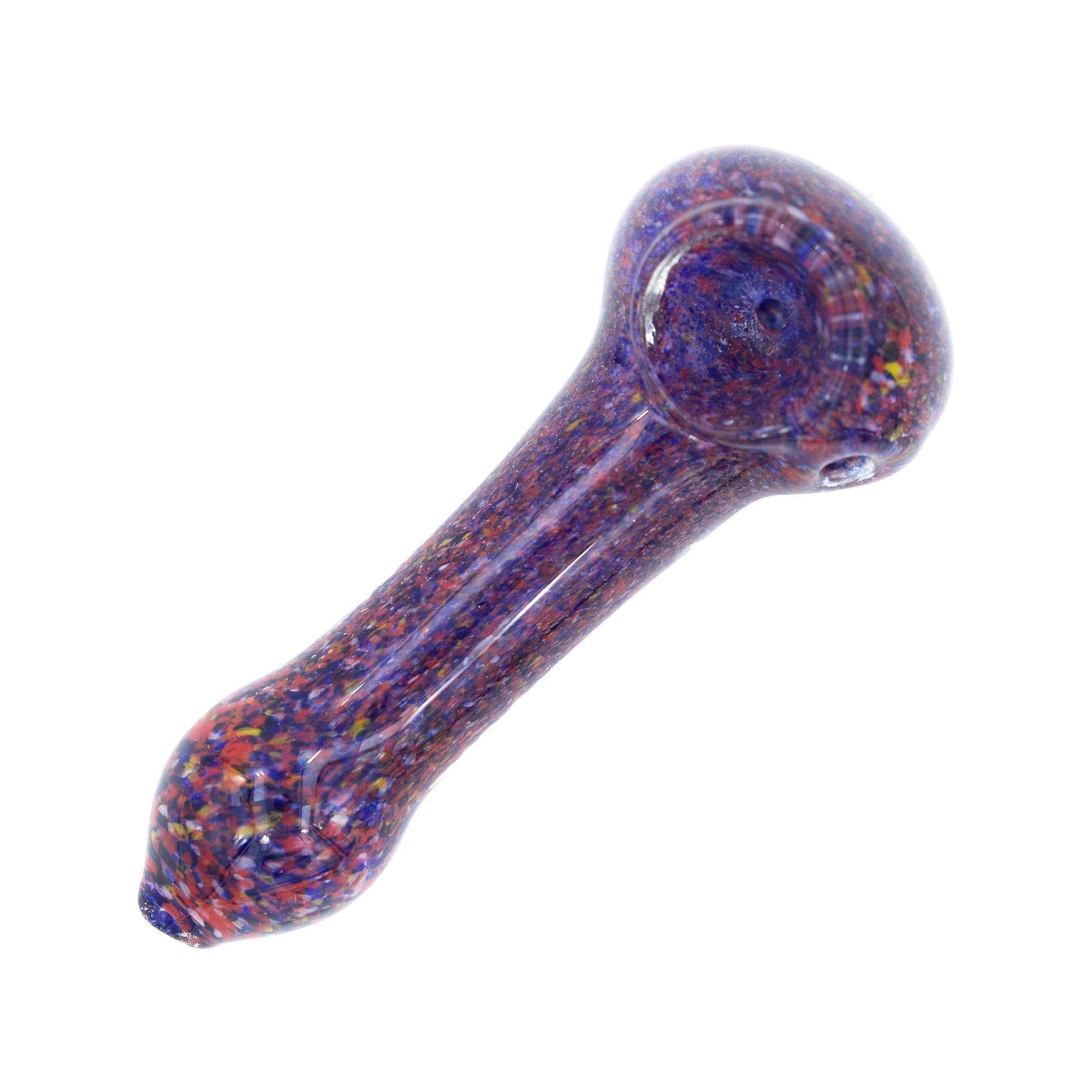 Purple Stylish 4-inch compact glass pipe smoking device with speckled marble-like design spoon shape