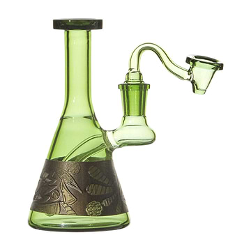 6-inch glass beacker style dab rig smoking device with refreshing color, classic shape and ancient prints design