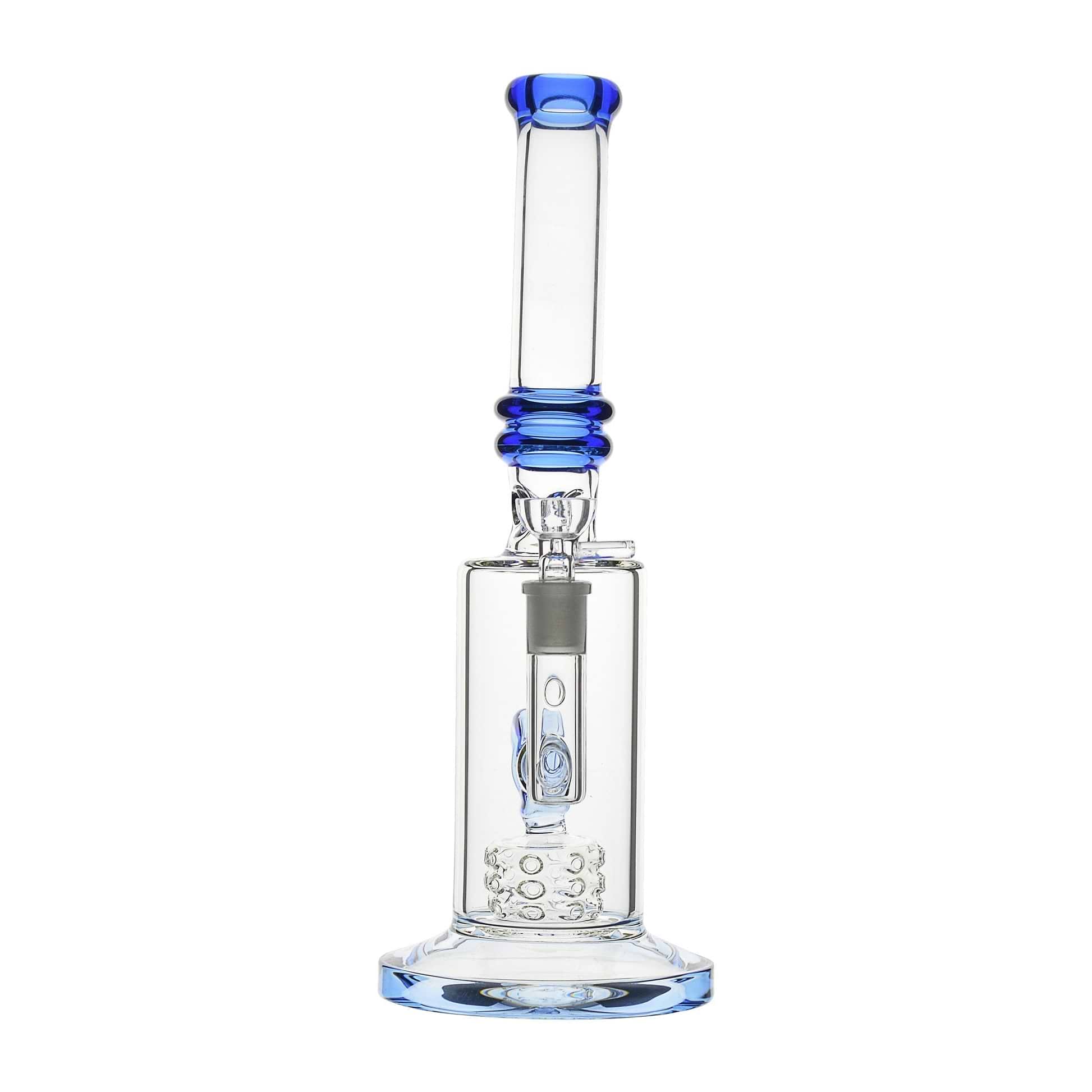 Blue Clear glass bong smoking device built-in catcher, splash guards, bowl iceberg-inspired design laboratory microscope look