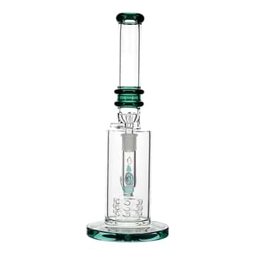 Teal Clear glass bong smoking device built-in catcher, splash guards, bowl iceberg-inspired design laboratory microscope look