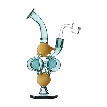 7-inch glass 6-chambered mini recycler dab rig smoking device with banger intricate atom Science design