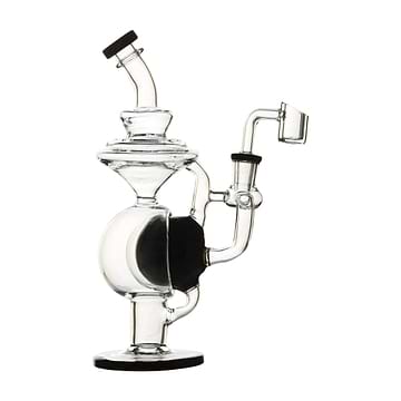 9-inch clear glass dab rig smoking device with recycling chamber system inset perc in a dope shape