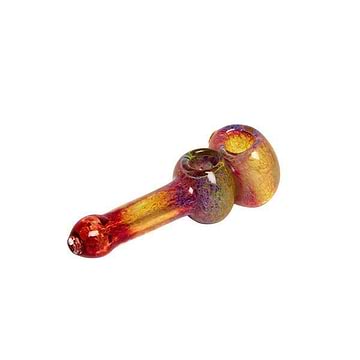 5-inch compact glass pipe smoking device with supernova blue and yellow space look in a  double spoon shape